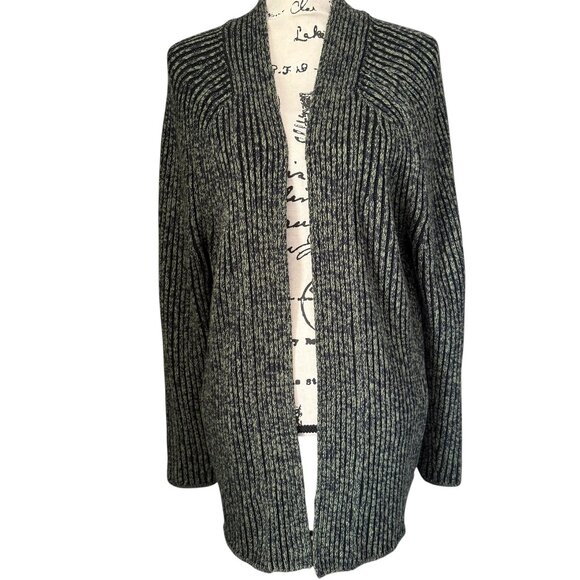 Lululemon Size 8 Cotton Cashmere Blend Sweater Wrap Cardigan Green Ribbed - Picture 1 of 5